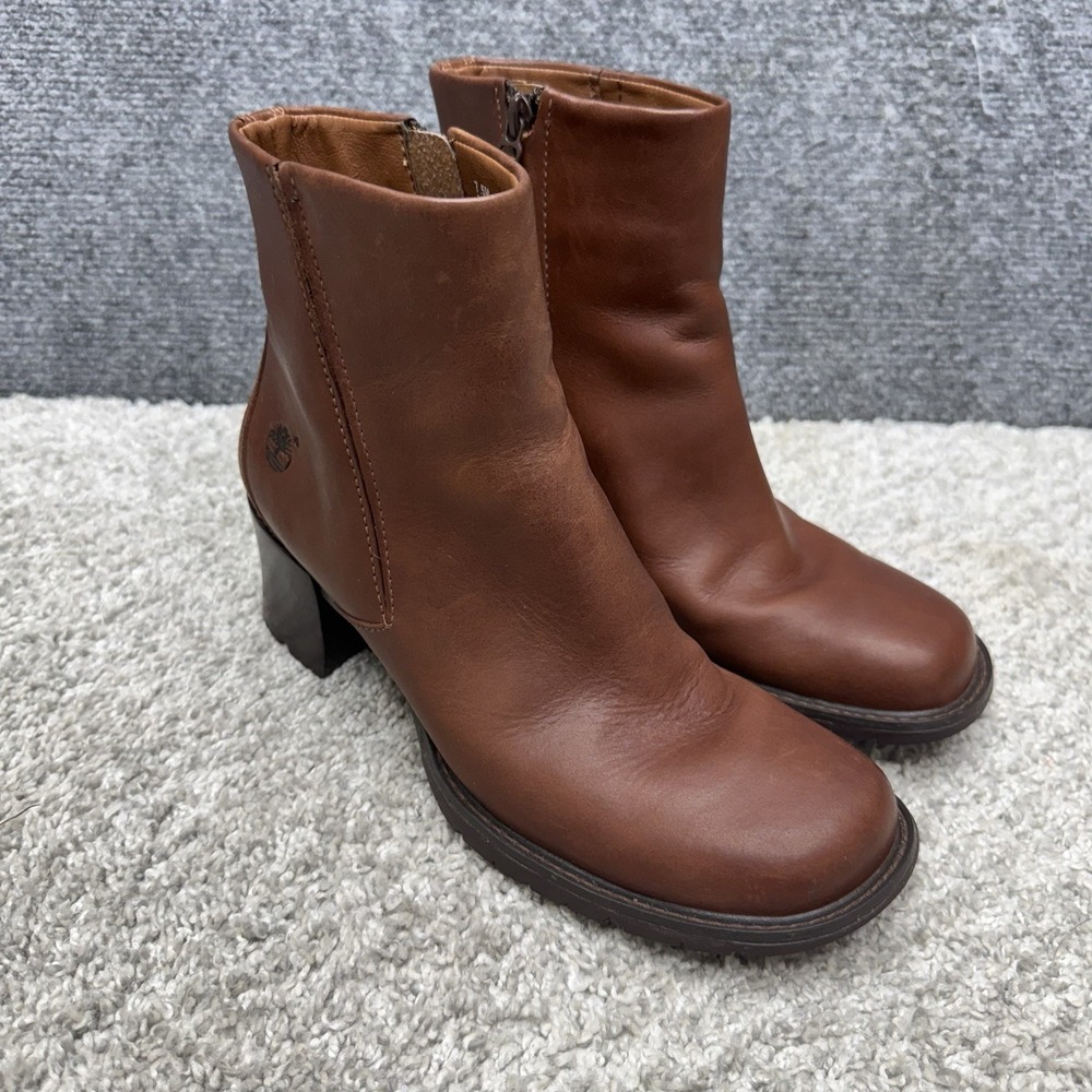 Timberland Alysa Zip Ankle Boots shoes leather brown women's size 7.5M 62318‎